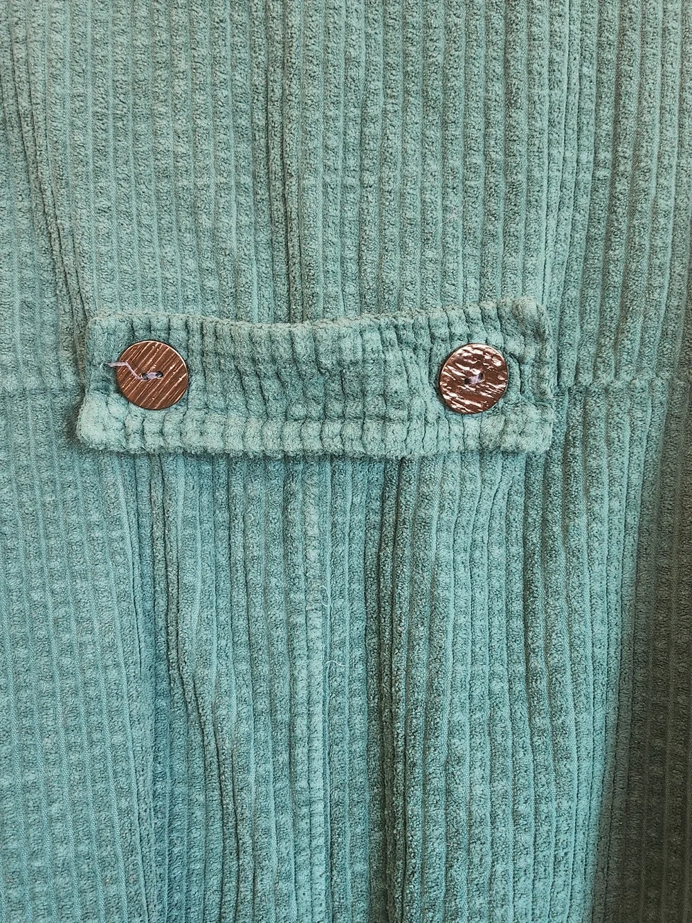 CMC by Color Me Cotton Green Corduroy Open Front Shacket Size L Flared Hemline